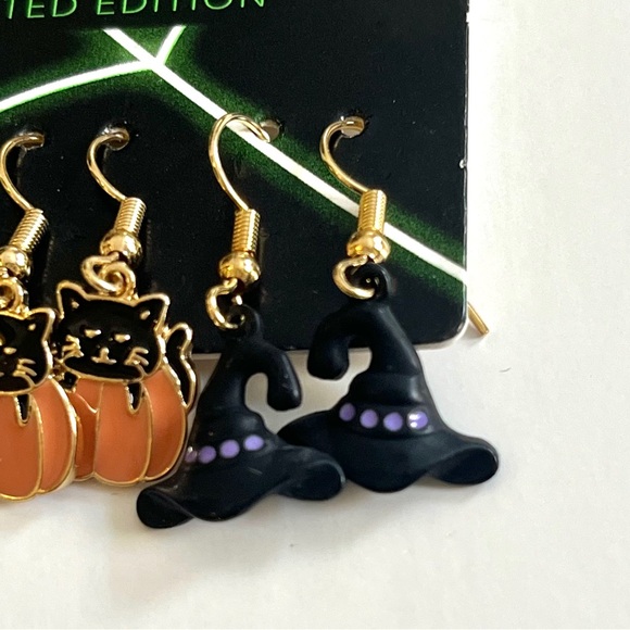 🏷️🎉LE🎉 ghost cat pumpkin witch dangling halloween earrings set of 3 - Picture 7 of 8